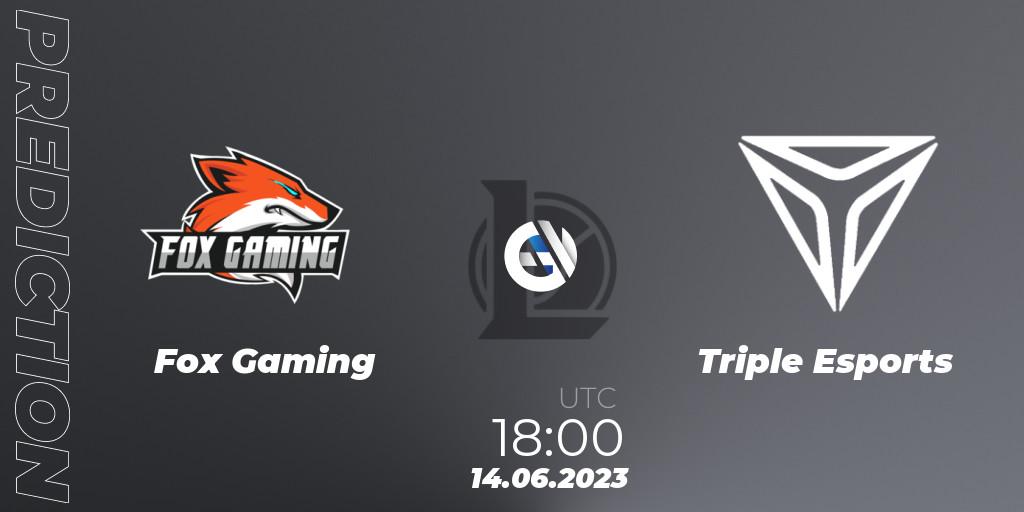 Pronóstico Fox Gaming - Triple Esports. 14.06.2023 at 18:15, LoL, Arabian League Summer 2023 - Group Stage