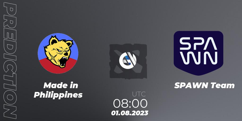 Pronóstico Made in Philippines - SPAWN Team. 01.08.2023 at 08:00, Dota 2, 1XPLORE Asia #2