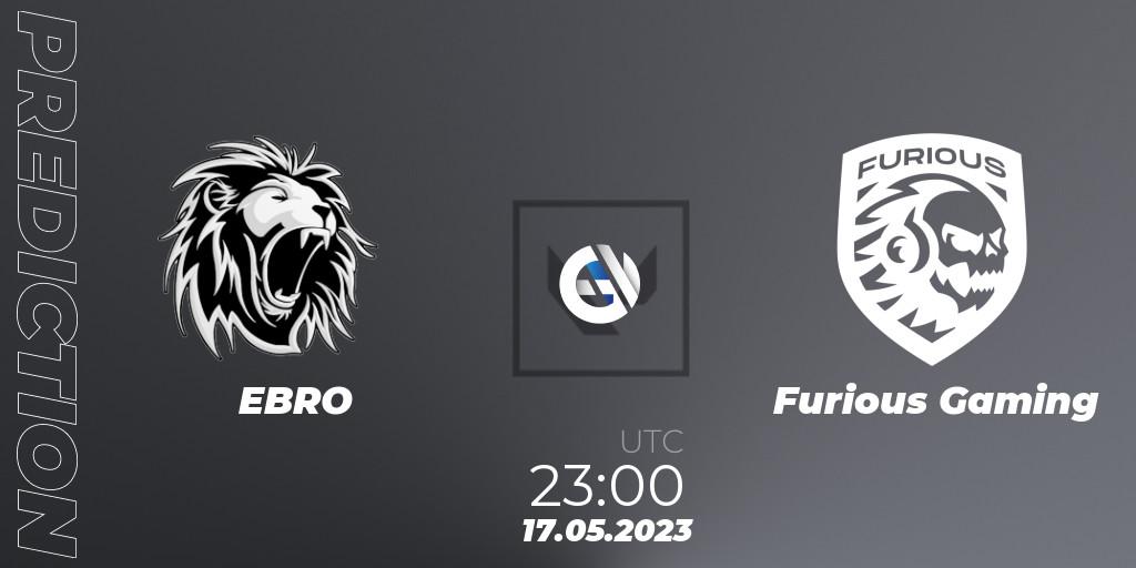 Pronóstico EBRO - Furious Gaming. 17.05.2023 at 23:00, VALORANT, VALORANT Challengers 2023: LAS Split 2 - Regular Season