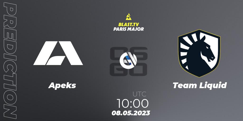 Pronóstico Apeks - Team Liquid. 08.05.2023 at 12:40, Counter-Strike (CS2), BLAST Paris Major 2023 Challengers Stage