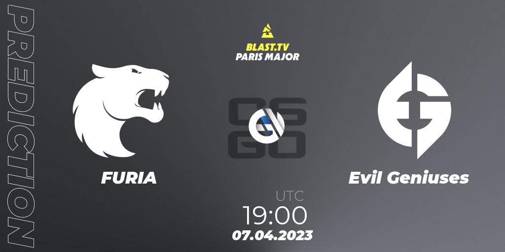 Pronóstico FURIA - Evil Geniuses. 07.04.2023 at 19:10, Counter-Strike (CS2), BLAST.tv Paris Major 2023 Americas RMR