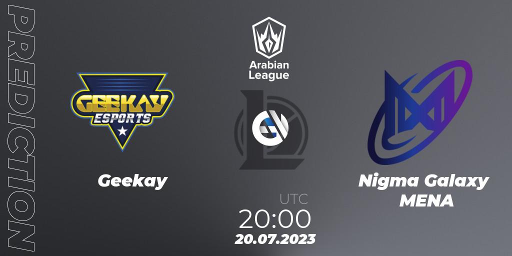 Pronóstico Geekay - Nigma Galaxy MENA. 20.07.2023 at 20:45, LoL, Arabian League Summer 2023 - Group Stage