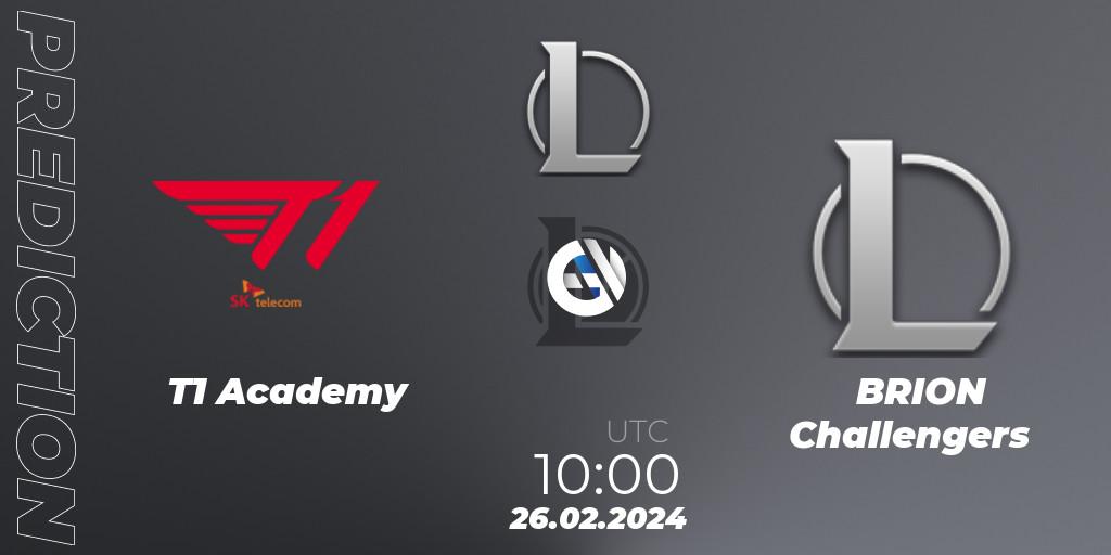 Pronóstico T1 Academy - BRION Challengers. 26.02.24, LoL, LCK Challengers League 2024 Spring - Group Stage