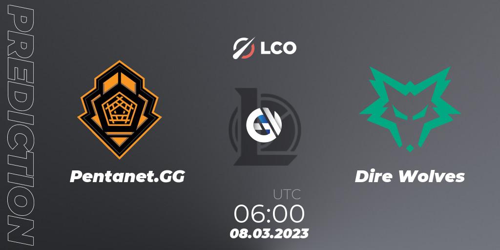 Pronóstico Pentanet.GG - Dire Wolves. 08.03.2023 at 06:00, LoL, LCO Split 1 2023 - Group Stage