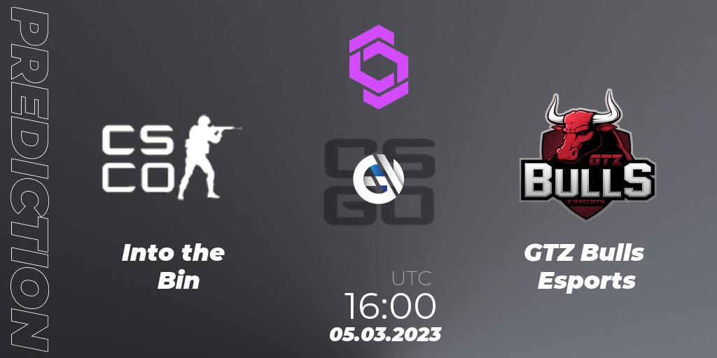 Pronóstico Into the Bin - GTZ Bulls Esports. 05.03.2023 at 16:00, Counter-Strike (CS2), CCT West Europe Series 2 Closed Qualifier