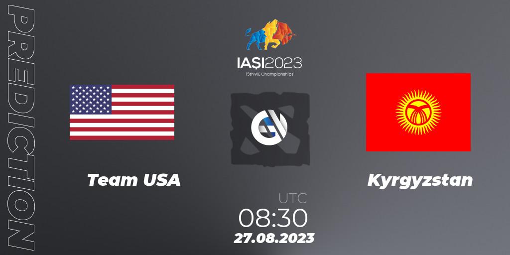 Pronóstico Team USA - Kyrgyzstan. 27.08.2023 at 13:00, Dota 2, IESF World Championship 2023