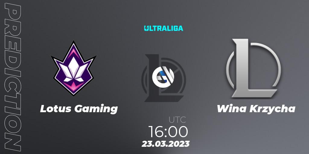 Pronóstico Lotus Gaming - Wina Krzycha. 23.03.23, LoL, Ultraliga 2nd Division Season 6