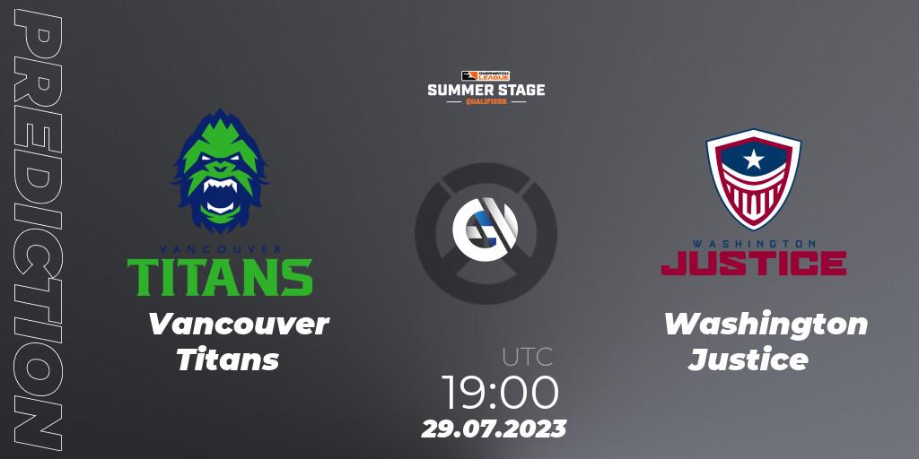 Pronóstico Vancouver Titans - Washington Justice. 29.07.23, Overwatch, Overwatch League 2023 - Summer Stage Qualifiers