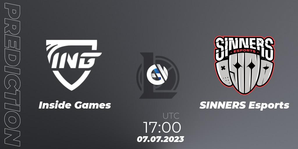 Pronóstico Inside Games - SINNERS Esports. 13.06.23, LoL, Hitpoint Masters Summer 2023 - Group Stage