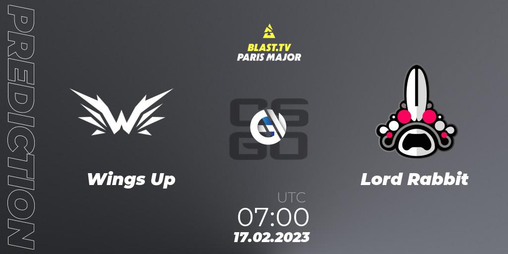 Pronóstico Wings Up - Lord Rabbit. 17.02.2023 at 12:30, Counter-Strike (CS2), BLAST.tv Paris Major 2023 China RMR Closed Qualifier