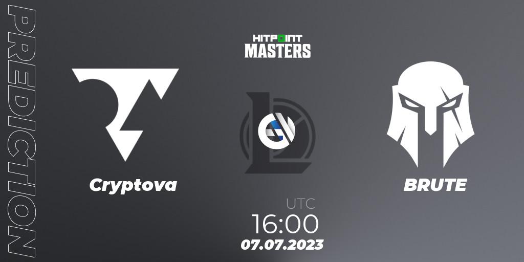 Pronóstico Cryptova - BRUTE. 07.07.2023 at 16:00, LoL, Hitpoint Masters Summer 2023 - Group Stage