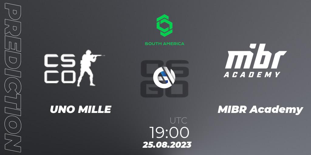 Pronóstico UNO MILLE - MIBR Academy. 25.08.2023 at 19:00, Counter-Strike (CS2), CCT South America Series #10