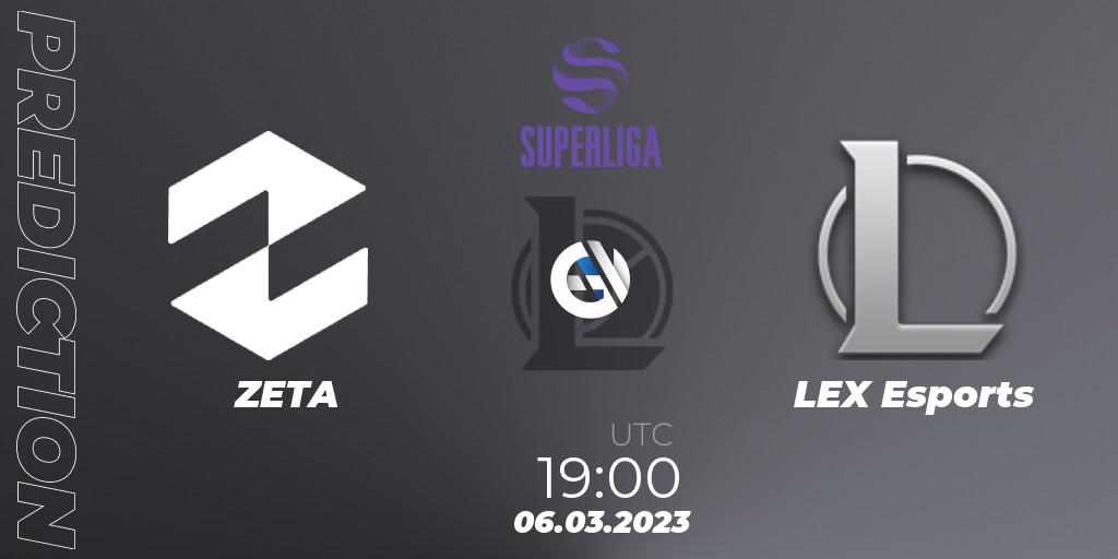 Pronóstico ZETA - LEX Esports. 06.03.2023 at 19:00, LoL, LVP Superliga 2nd Division Spring 2023 - Group Stage
