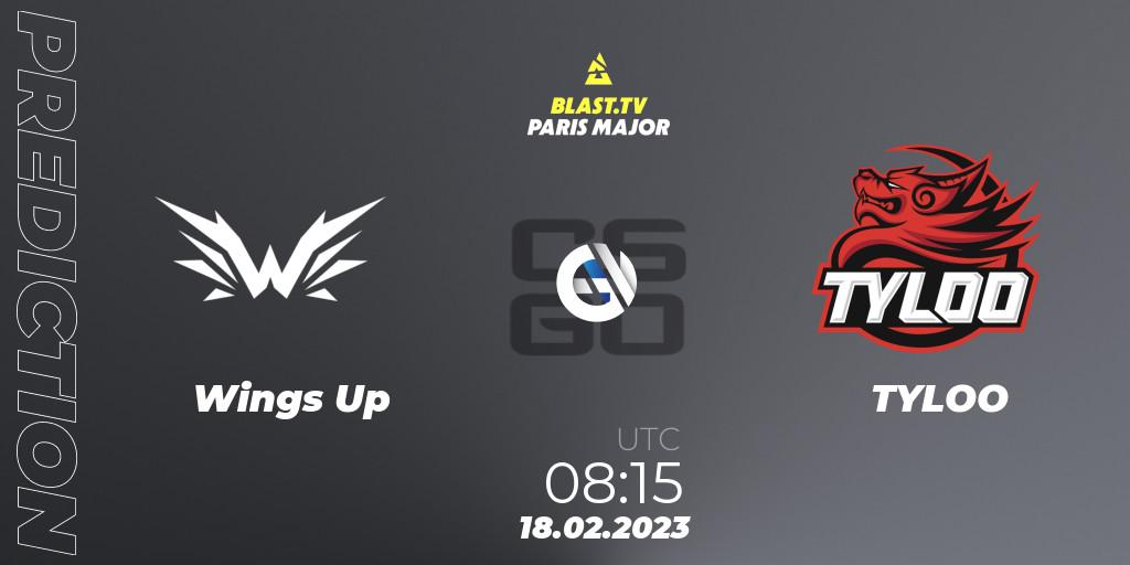 Pronóstico Wings Up - TYLOO. 18.02.2023 at 08:15, Counter-Strike (CS2), BLAST.tv Paris Major 2023 China RMR Closed Qualifier