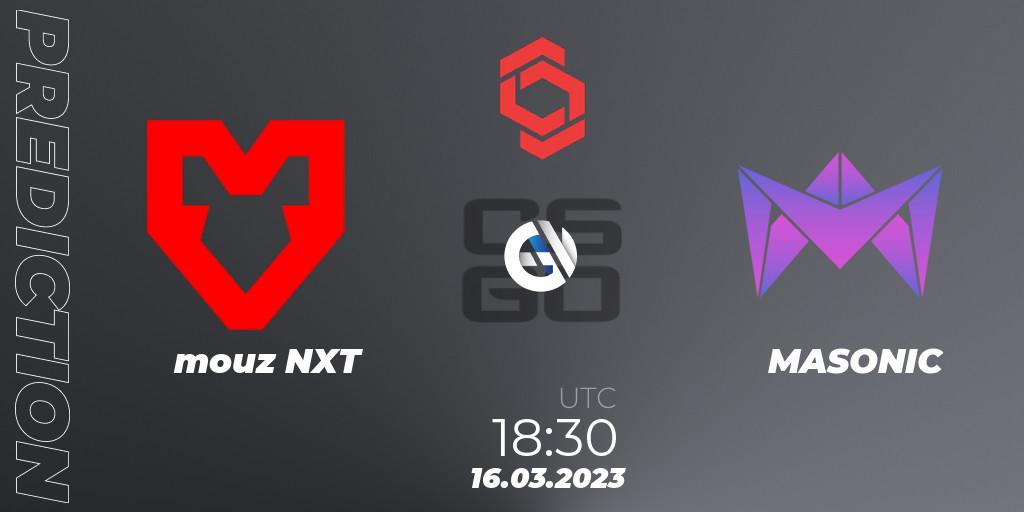 Pronóstico mouz NXT - MASONIC. 16.03.2023 at 18:30, Counter-Strike (CS2), CCT Central Europe Series 5 Closed Qualifier