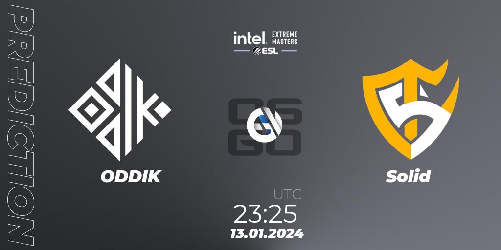 Pronóstico ODDIK - Solid. 13.01.2024 at 23:30, Counter-Strike (CS2), Intel Extreme Masters China 2024: South American Open Qualifier #1