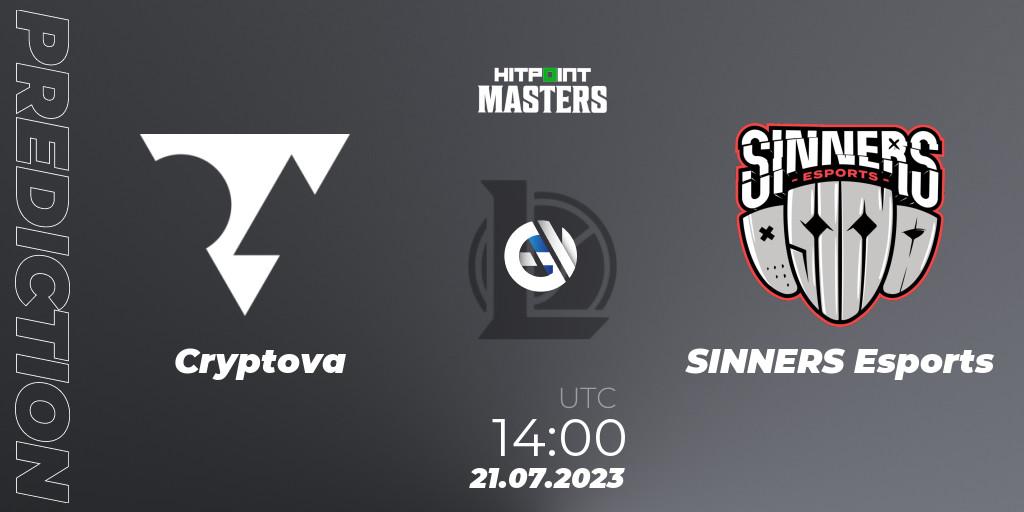 Pronóstico Cryptova - SINNERS Esports. 27.06.2023 at 14:00, LoL, Hitpoint Masters Summer 2023 - Group Stage