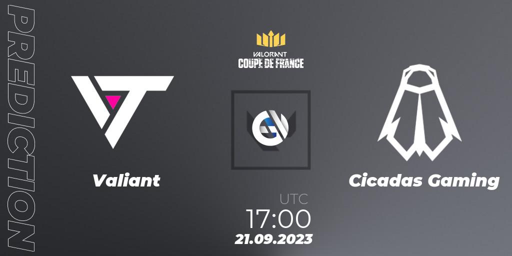 Pronóstico Valiant - Cicadas Gaming. 21.09.2023 at 17:00, VALORANT, VCL France: Revolution - Coupe De France 2023