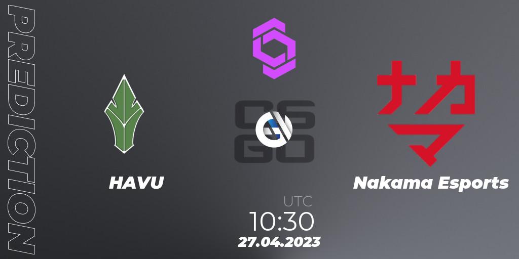 Pronóstico HAVU - Nakama Esports. 27.04.2023 at 10:30, Counter-Strike (CS2), CCT West Europe Series #3