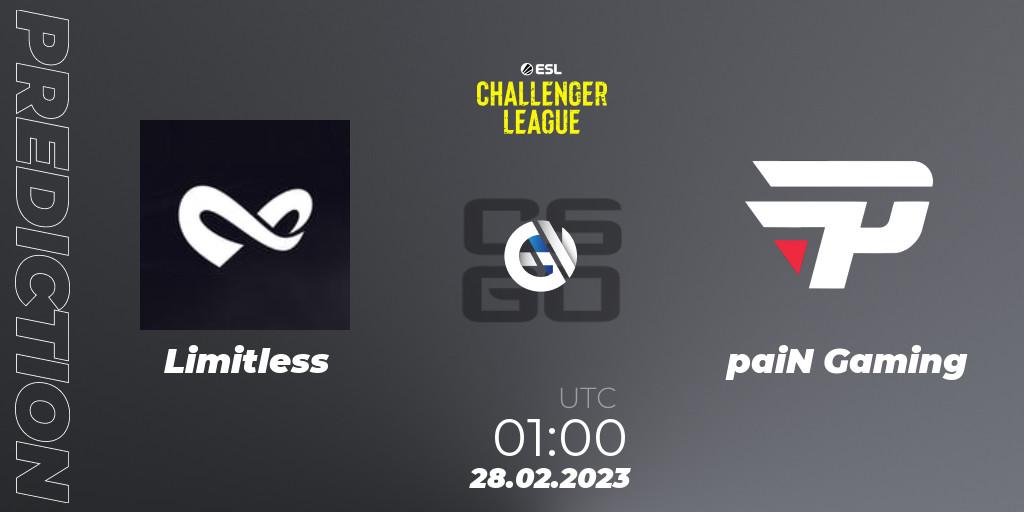 Pronóstico Limitless - paiN Gaming. 28.02.2023 at 01:15, Counter-Strike (CS2), ESL Challenger League Season 44: North America