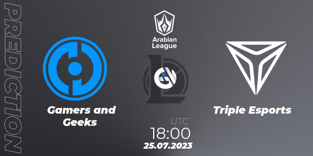 Pronóstico Gamers and Geeks - Triple Esports. 25.07.23, LoL, Arabian League Summer 2023 - Group Stage