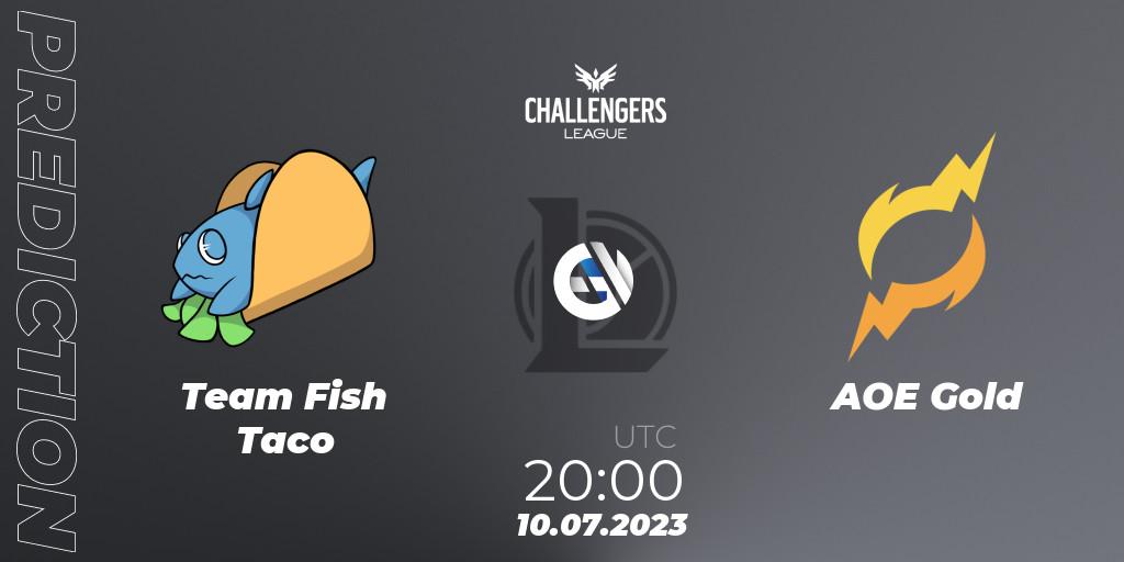 Pronóstico Team Fish Taco - AOE Gold. 10.07.2023 at 20:00, LoL, North American Challengers League 2023 Summer - Group Stage