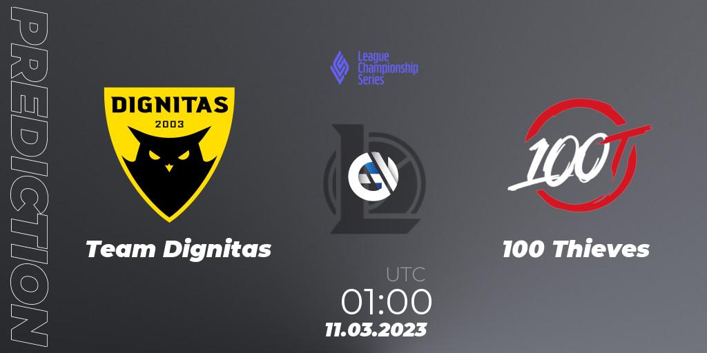 Pronóstico Team Dignitas - 100 Thieves. 11.03.2023 at 01:00, LoL, LCS Spring 2023 - Group Stage