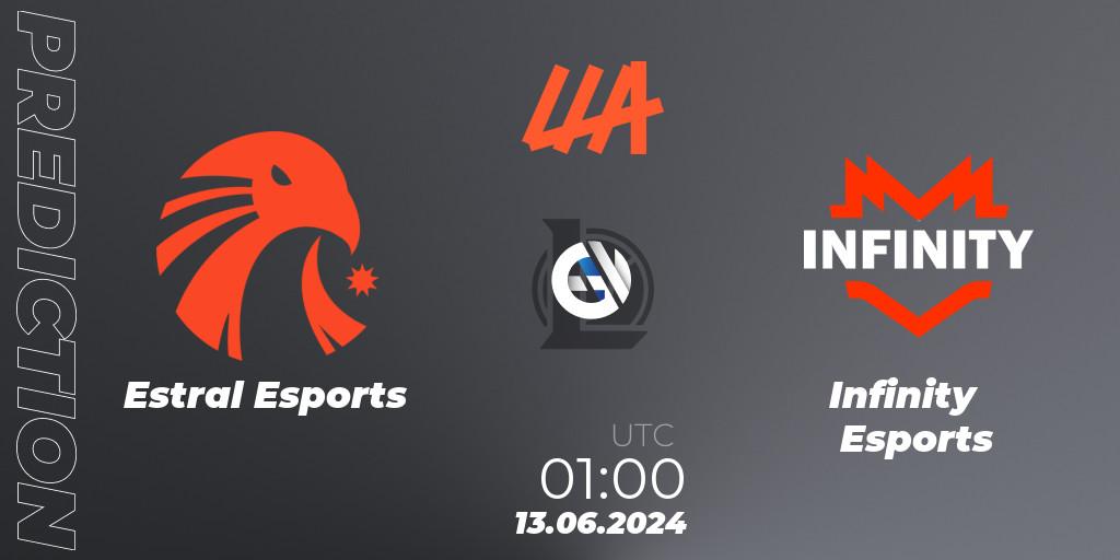 Pronóstico Estral Esports - Infinity Esports. 13.06.2024 at 01:00, LoL, LLA Closing 2024 - Group Stage
