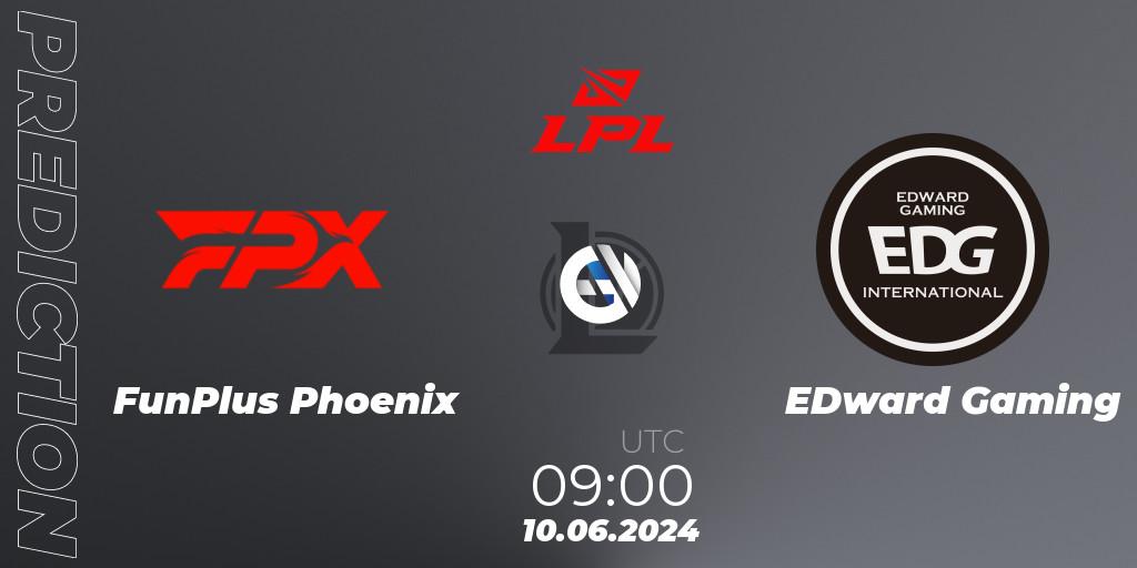 Pronóstico FunPlus Phoenix - EDward Gaming. 10.06.2024 at 09:00, LoL, LPL 2024 Summer - Group Stage