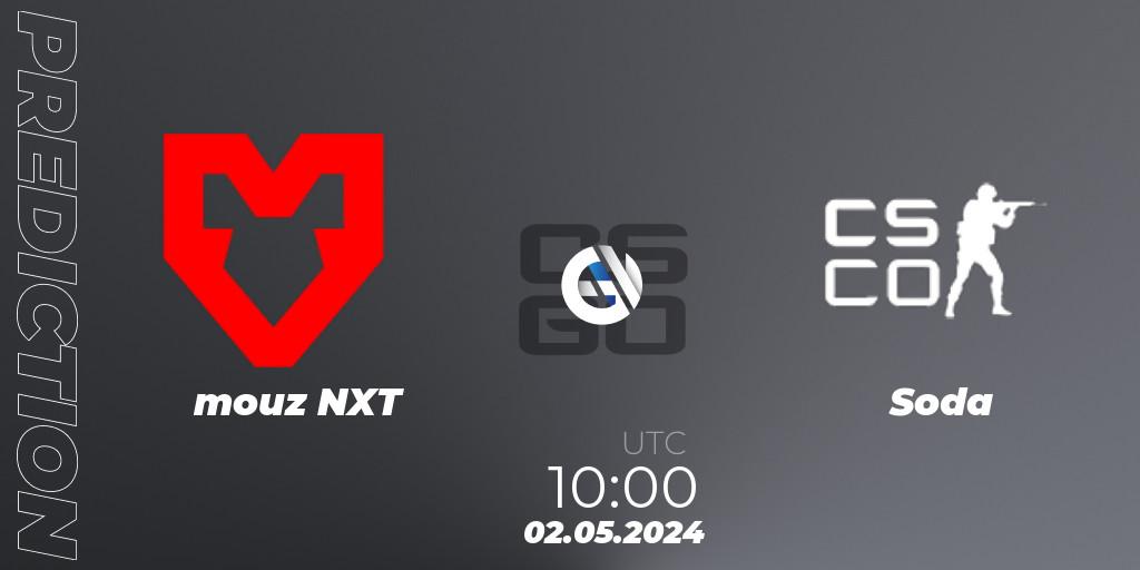 Pronóstico mouz NXT - Soda Gaming. 02.05.2024 at 10:00, Counter-Strike (CS2), HellCup #9