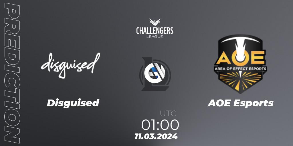 Pronóstico Disguised - AOE Esports. 11.03.24, LoL, NACL 2024 Spring - Group Stage