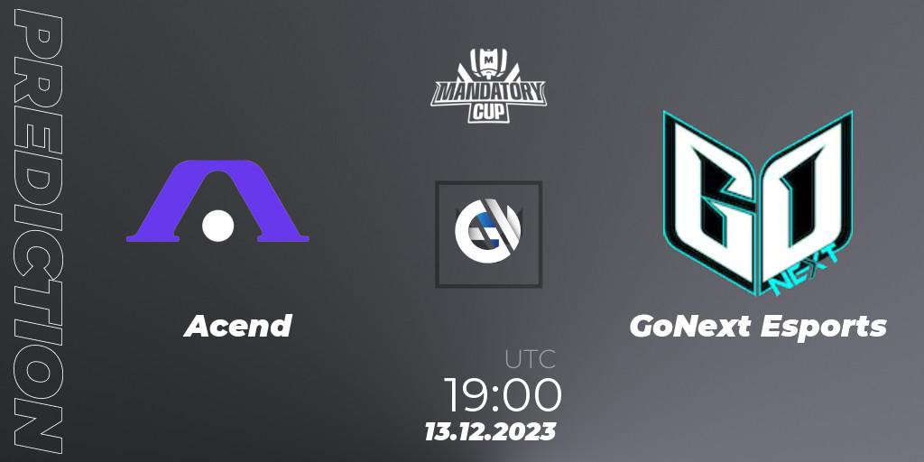 Pronóstico Acend - GoNext Esports. 13.12.2023 at 19:00, VALORANT, Mandatory Cup #3