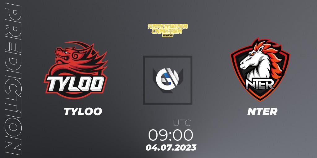 Pronóstico TYLOO - NTER. 04.07.2023 at 09:00, VALORANT, VALORANT Champions Tour 2023: China Qualifier