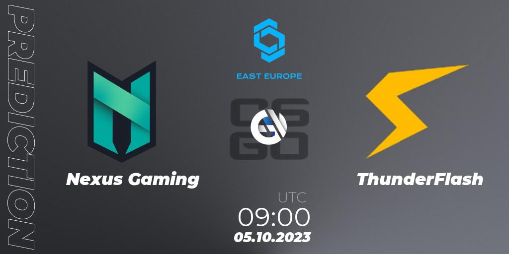 Pronóstico Nexus Gaming - ThunderFlash. 05.10.23, CS2 (CS:GO), CCT East Europe Series #3: Closed Qualifier