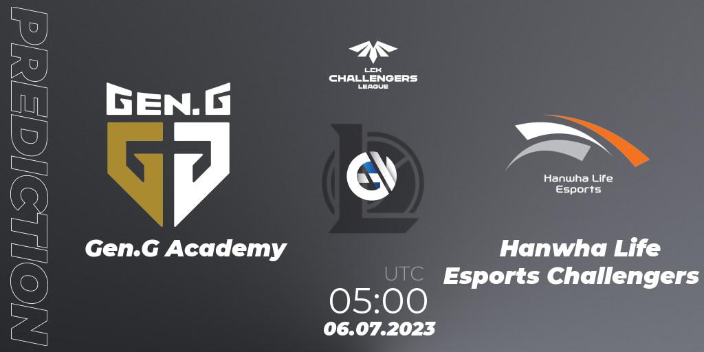 Pronóstico Gen.G Academy - Hanwha Life Esports Challengers. 06.07.23, LoL, LCK Challengers League 2023 Summer - Group Stage