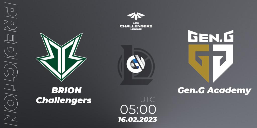 Pronóstico Brion Esports Challengers - Gen.G Academy. 16.02.2023 at 05:00, LoL, LCK Challengers League 2023 Spring