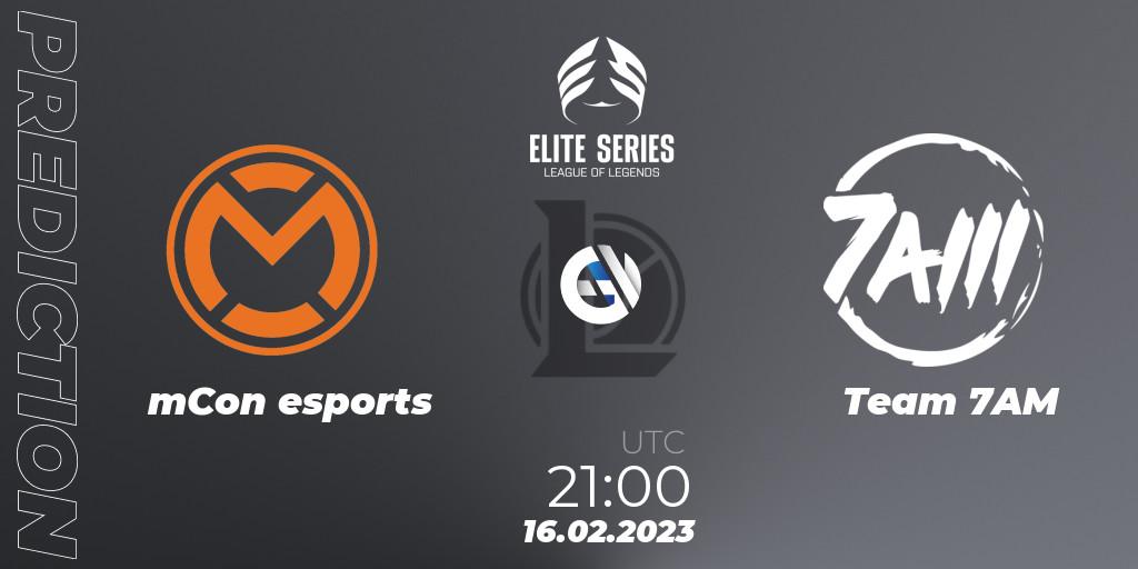 Pronóstico mCon esports - Team 7AM. 16.02.2023 at 21:00, LoL, Elite Series Spring 2023 - Group Stage