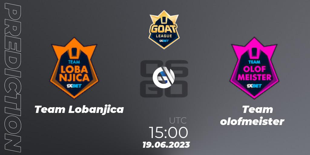 Pronóstico Team Lobanjica - Team olofmeister. 19.06.2023 at 15:00, Counter-Strike (CS2), 1xBet GOAT League 2023 Summer VACation