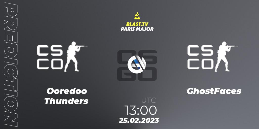 Pronóstico Ooredoo Thunders - GhostFaces. 25.02.2023 at 13:00, Counter-Strike (CS2), BLAST.tv Paris Major 2023 Middle East RMR Closed Qualifier