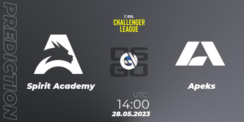 Pronóstico Spirit Academy - Apeks. 28.05.23, CS2 (CS:GO), ESL Challenger League Season 45: Europe