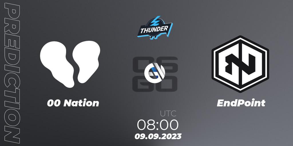 Pronóstico 00 Nation - EndPoint. 09.09.2023 at 08:00, Counter-Strike (CS2), Thunderpick World Championship 2023: European Series #2