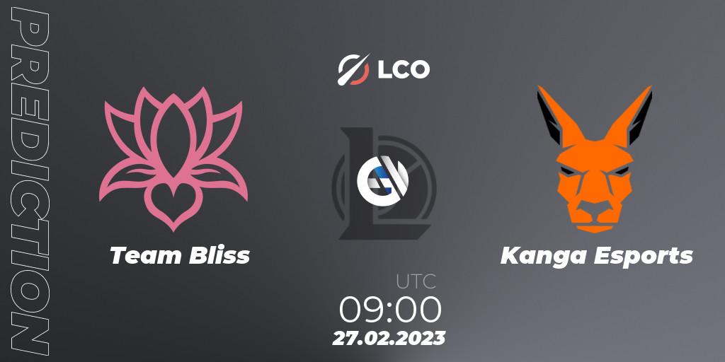 Pronóstico Team Bliss - Kanga Esports. 27.02.2023 at 09:00, LoL, LCO Split 1 2023 - Group Stage