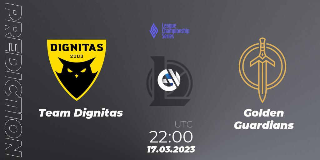 Pronóstico Team Dignitas - Golden Guardians. 17.02.2023 at 02:00, LoL, LCS Spring 2023 - Group Stage