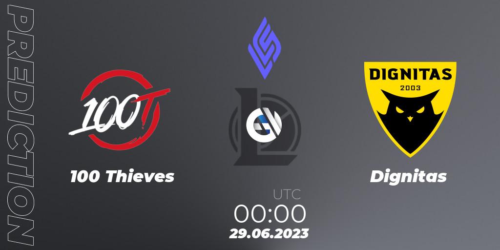 Pronóstico 100 Thieves - Dignitas. 29.06.2023 at 00:00, LoL, LCS Summer 2023 - Group Stage