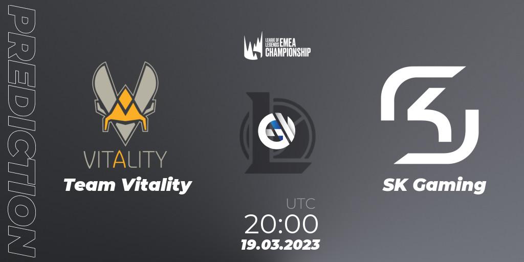 Pronóstico Team Vitality - SK Gaming. 18.03.2023 at 20:00, LoL, LEC Spring 2023 - Regular Season