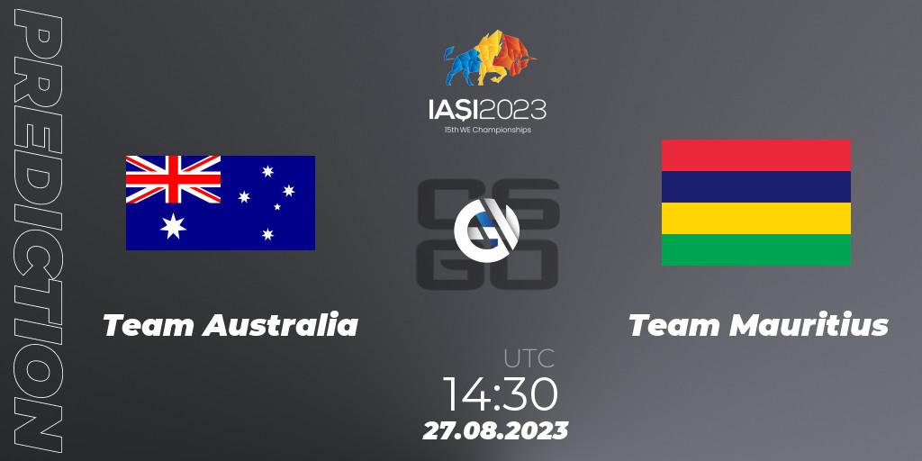 Pronóstico Team Australia - Team Mauritius. 27.08.2023 at 20:50, Counter-Strike (CS2), IESF World Esports Championship 2023