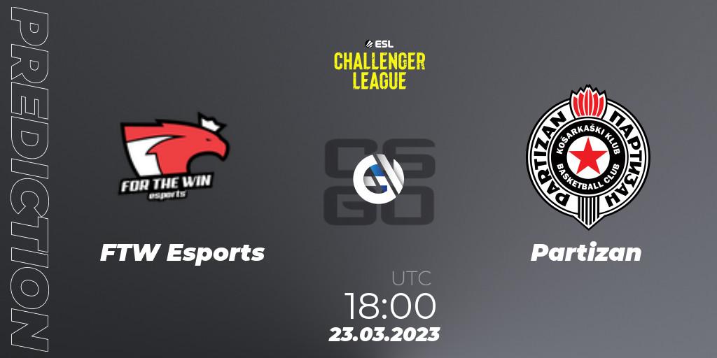 Pronóstico FTW Esports - Partizan. 23.03.23, CS2 (CS:GO), ESL Challenger League Season 44 Relegation: Europe