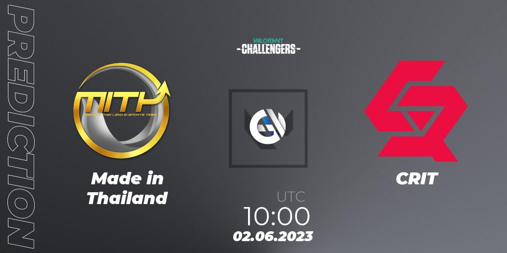 Pronóstico Made in Thailand - CRIT. 02.06.2023 at 10:00, VALORANT, VALORANT Challengers 2023: Thailand Split 2 - Playoffs