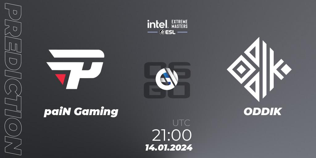 Pronóstico paiN Gaming - ODDIK. 14.01.2024 at 21:10, Counter-Strike (CS2), Intel Extreme Masters China 2024: South American Open Qualifier #1