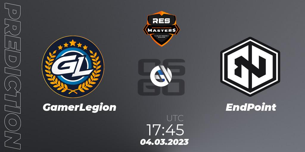 Pronóstico GamerLegion - EndPoint. 04.03.2023 at 17:45, Counter-Strike (CS2), RES Western European Masters: Spring 2023